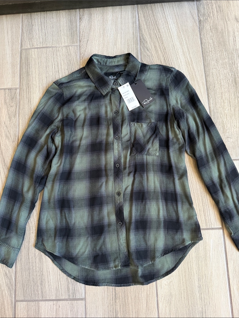 Rails Men’s Olive and Black Plaid Button-Down Shirt